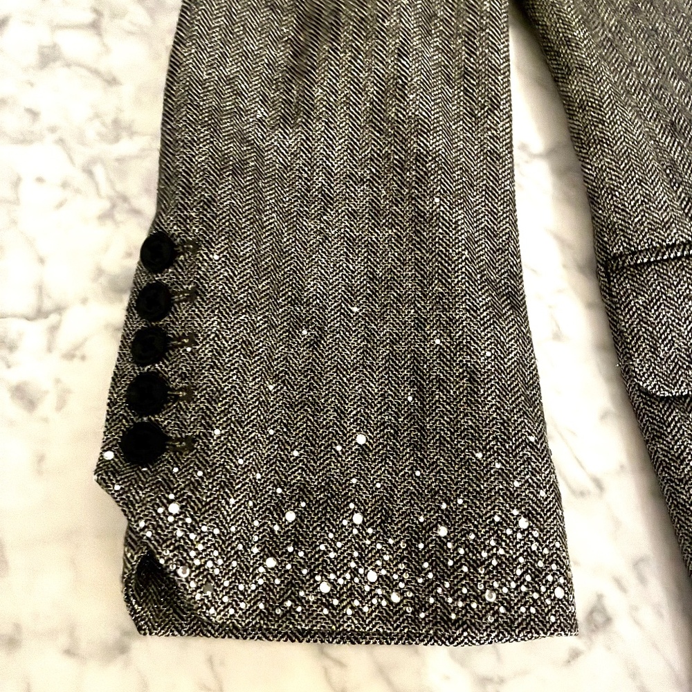 Vow Herringbone Blazer black with metallic Silver thread - Picture 2 of 7